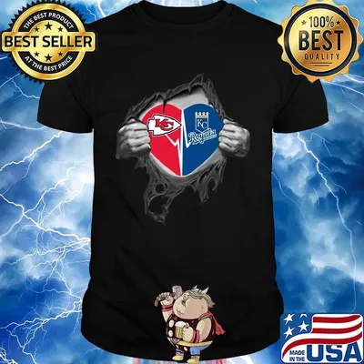 Blood insides kansas city chiefs and kansas city royals heartbeat shirt