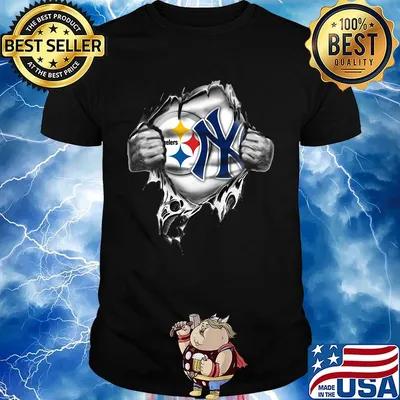 Blood insides pittsburgh steelers and new york yankees shirt