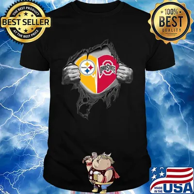 Blood insides pittsburgh steelers and ohio state buckeyes heartbeat shirt