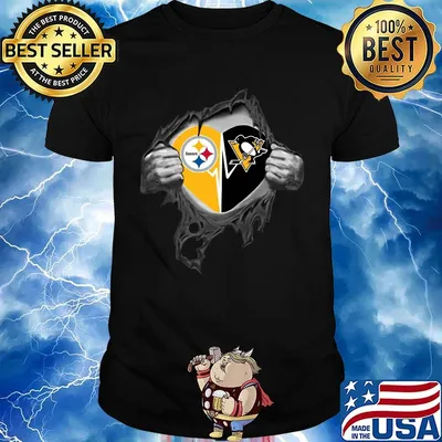 Blood insides pittsburgh steelers and pittsburgh penguins heartbeat shirt