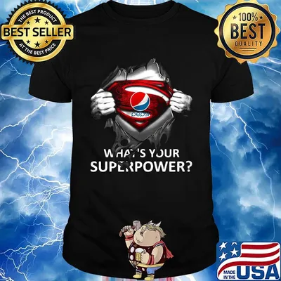 Blood insides superman pepsi what's your superpower shirt