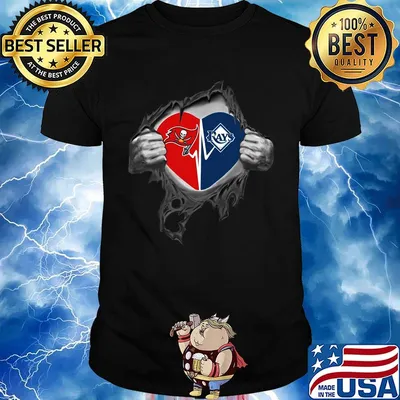 Blood insides tampa bay buccaneers and tampa bay rays heartbeat shirt