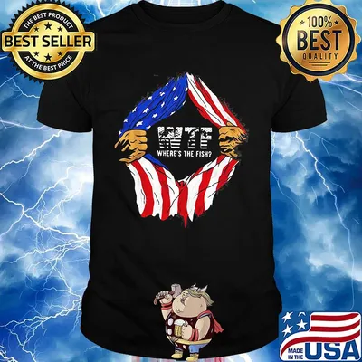 Blood insides wtf where's the fish american flag independence day shirt