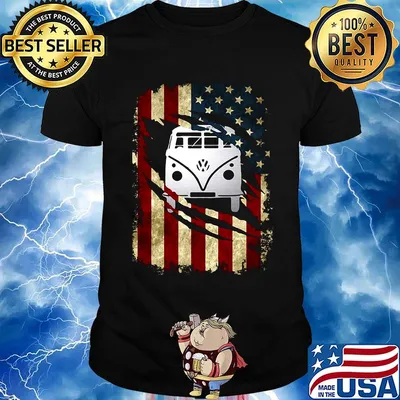 Bus american flag happy independence day shirt