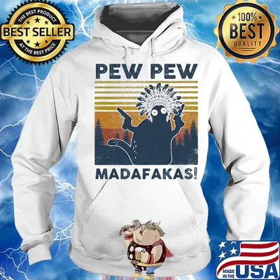 Cat native pew pew madafakas vintage retro s Hoodie