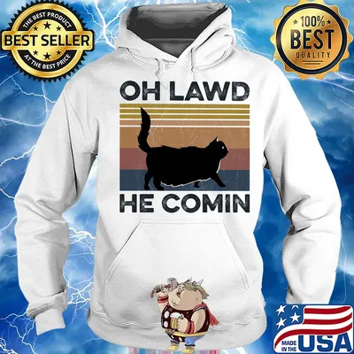 Cat oh lawd he comin vintage retro s Hoodie