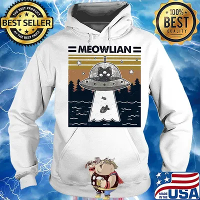 Cat UFO meowlian vintage retro s Hoodie