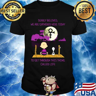 Charlie brown and snoopy dearly beloved we are gathered here today to get through this thing called life moon shirt