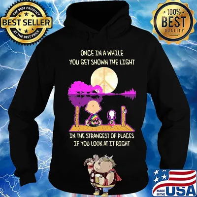 Charlie brown and snoopy once in a while you get shown the light in the strangest of places if you look at it right s Hoodie