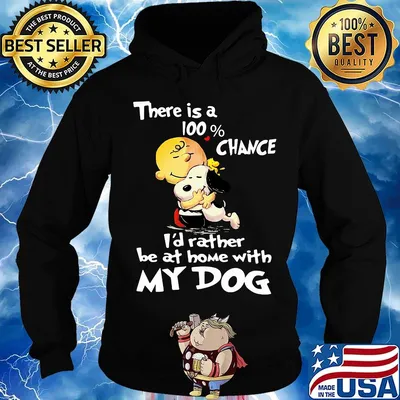 Charlie brown hug snoopy there is a 100% chance i'd rather be at home with my dog heart black s Hoodie