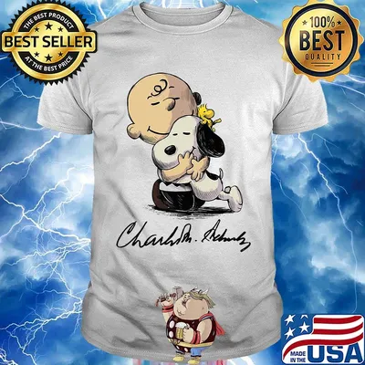 Charlie brown snoopy and woodstock art signatures shirt
