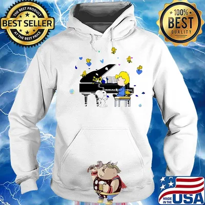 Charlie brown snoopy and woodstock playing piano hearts s Hoodie