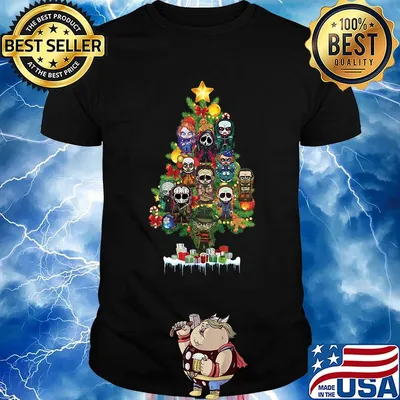 Christmas tree halloween horror characters shirt