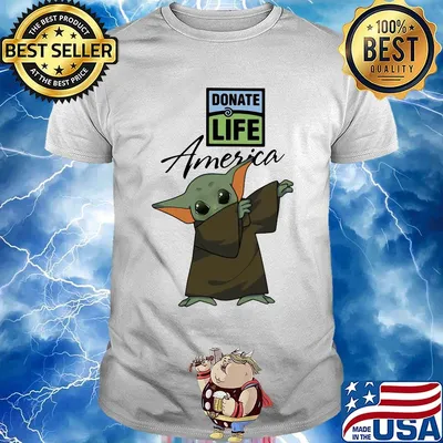 Dabbing baby yoda mask donate life america logo coronavirus shirt
