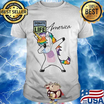 Dabbing unicorn mask donate life america logo coronavirus shirt