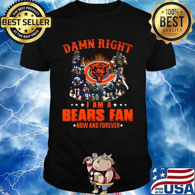 Damn right i am a chicago bears football fan now and forever stars shirt