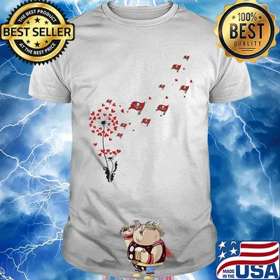 Dandelion flower tampa bay buccaneers football logo hearts shirt