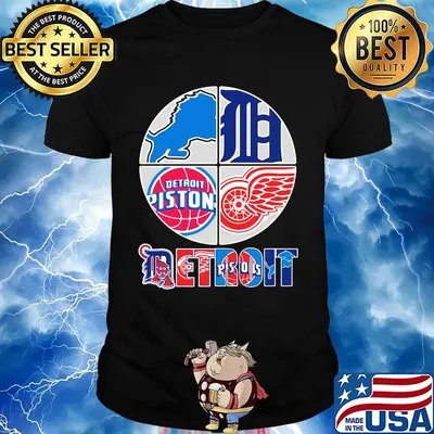 Detroit lions tigers pistons red wings logo shirt