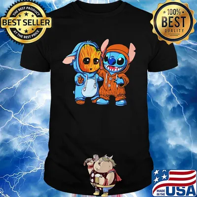 Disney baby groot and stitch shirt