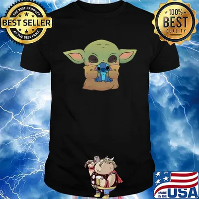 Disney baby yoda hug stitch shirt