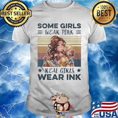 Disney princess belle tattoos some girls wear pink real girls wear ink stars vintage retro shirt