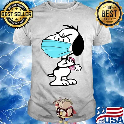 Disney snoopy wear mask calling shirt