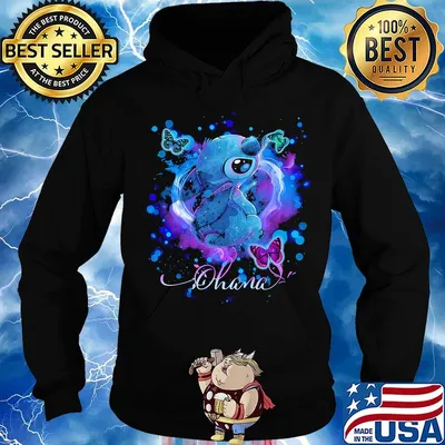 Disney stitch and butterflies ohana color s Hoodie