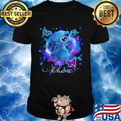 Disney stitch and butterflies ohana color shirt