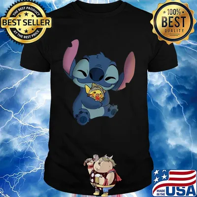 Disney stitch hug pokemon shirt