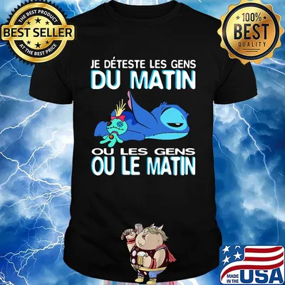Disney stitch je deteste les gens du matin ou les gens ou le matin shirt