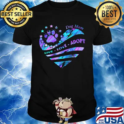 Dog mom live love adopt footpirnt star heart shirt