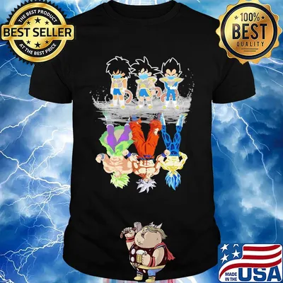Dragon ball 7 saiyan kids broly songoku vegeta mature water reflection shirt