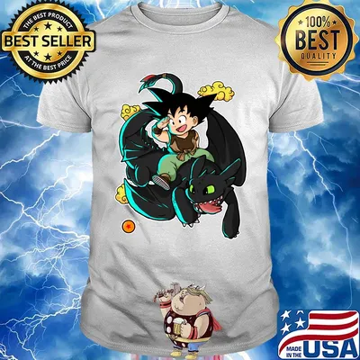 Dragon ball 7 songoku riding toothless dragon shirt