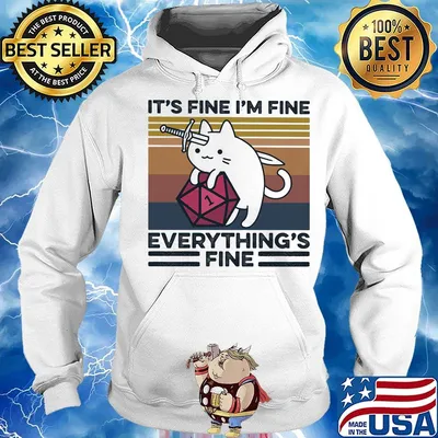 Dungeons and Dragons Dice d20 cat it's fine I'm fine everything's fine s Hoodie