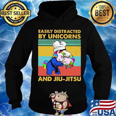 Easily distracted by unicorns and Jiu-Jitsu Vintage retro s Hoodie