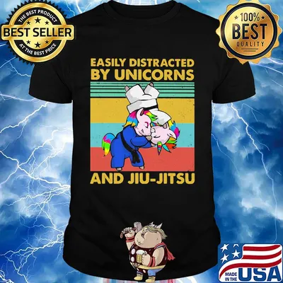 Easily distracted by unicorns and Jiu-Jitsu Vintage retro shirt