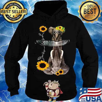 Elephants mom and baby sunflower Underwater surface s Hoodie