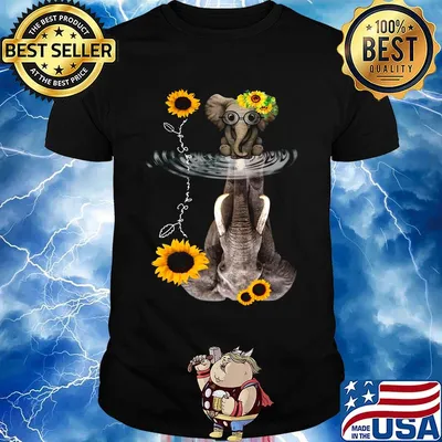 Elephants mom and baby sunflower Underwater surface shirt