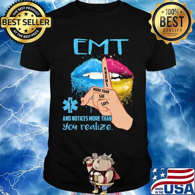 EMT Lips And Notices More Than You Realize Knows More Than She Says Hand Shirt