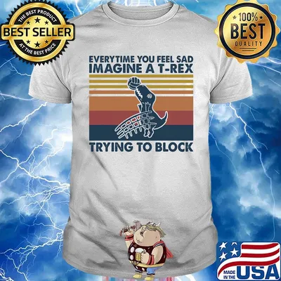 everytime you feel sad imagine a T-rex trying to block vintage retro shirt