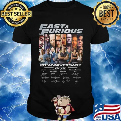 Fast and furious 20th anniversary 2001-2021 signature shirt