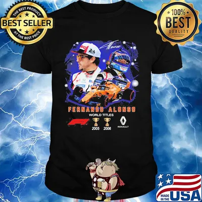 Fernando alonso world titles champions renault signature shirt