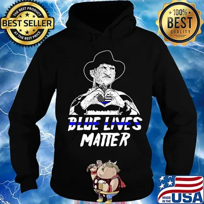 Freddy krueger blue lives matter heart american flag independence day s Hoodie