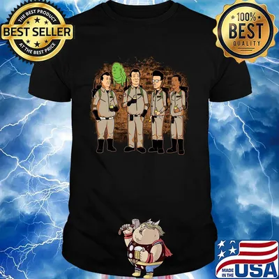 Ghostbusters and king of the hill mashup characters cartoon shirt