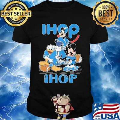 Goofy donald duck and mickey mouse football player ihop shirt