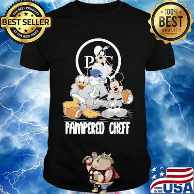 Goofy donald duck and mickey mouse football player pampered chef shirt