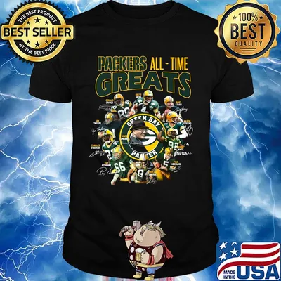 Green bay packers all-time greats team players signatures shirt