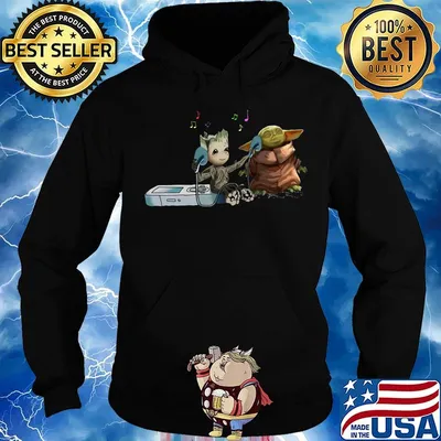 Groot and Baby Yoda listen music s Hoodie