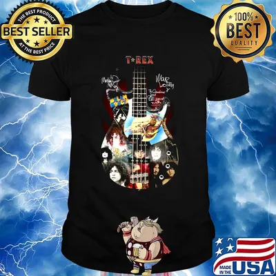 Guitar t-rex band members signatures shirt