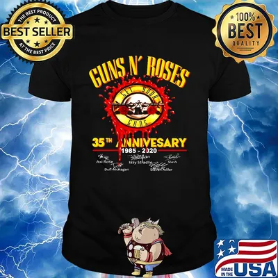 Guns n' roses 35th anniversary 1985 2020 members signatures shirt